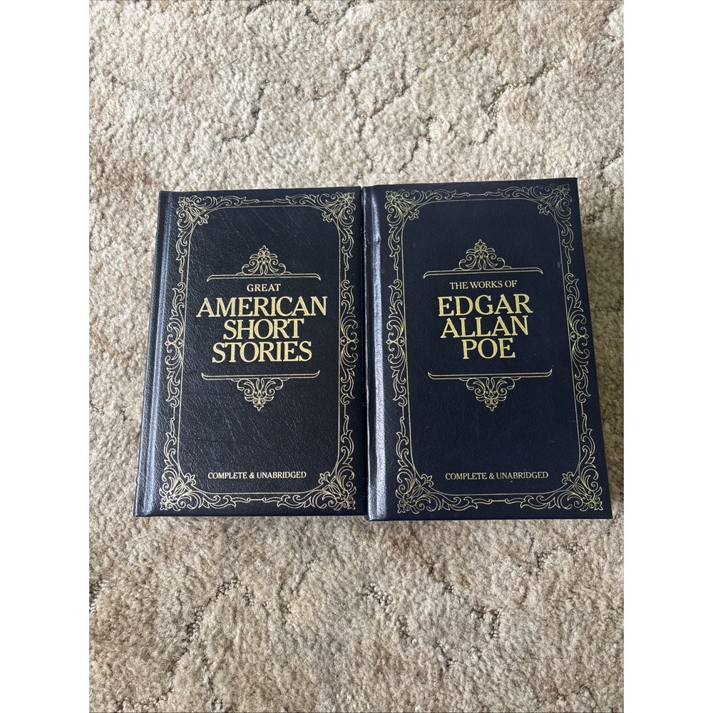 Lot 2 Vintage Faux Leather Classics Edgar Allan Poe Great American Short Stories